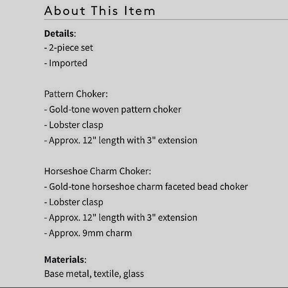 Pattern, Horseshoe Charm Chokers, 2 piece set NWT✨ - Picture 7 of 9